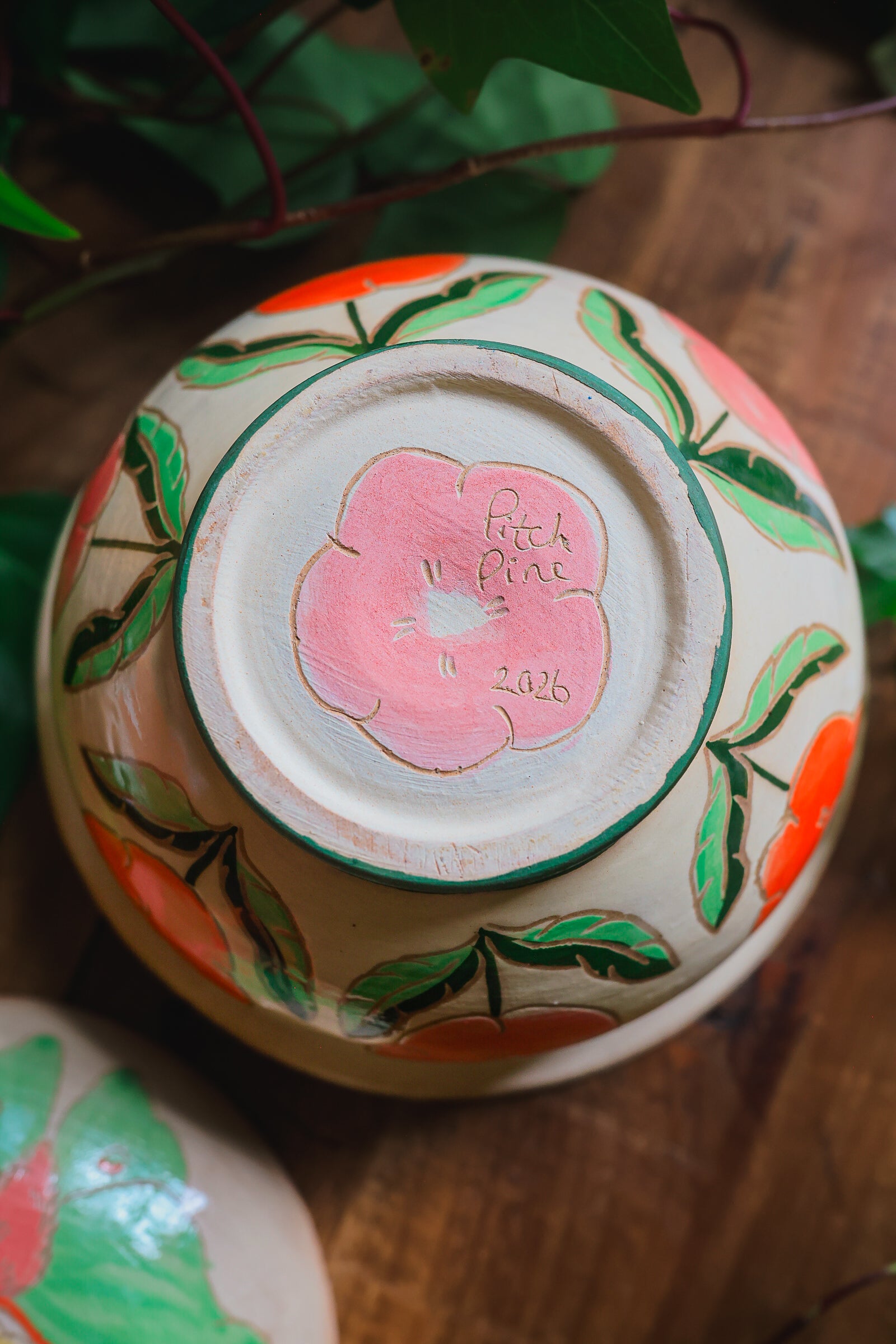 Painted Green Garden Moths Lidded Jar in Stoneware