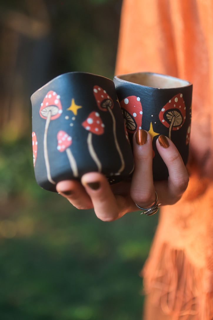 Midnight Autumn Luna Moths &amp; Mushrooms Teapot Set