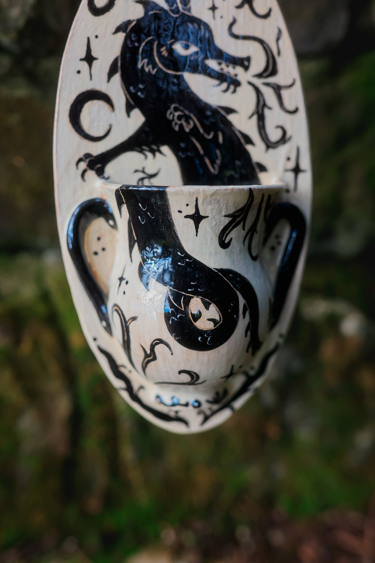 Fire Breathing Dragon of Morwain Wall Pocket in Painted Stoneware