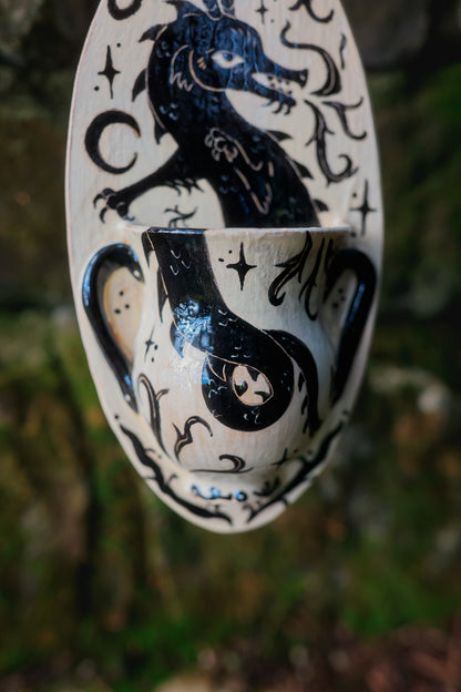 Fire Breathing Dragon of Morwain Wall Pocket in Painted Stoneware