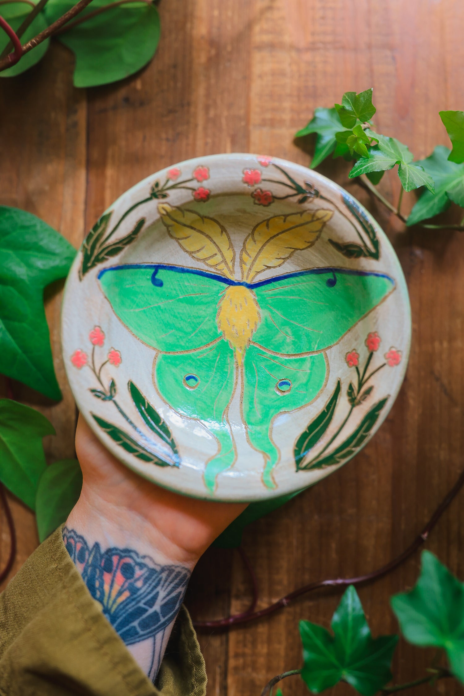 Painted Garden Luna Moth Dish