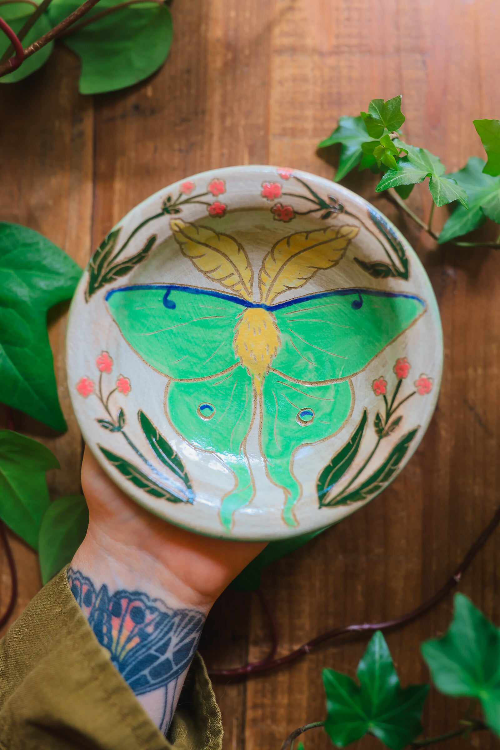 Painted Garden Luna Moth Dish