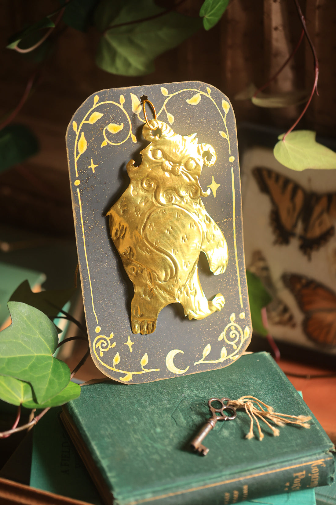 Golden Yeti Talisman in Antique Brass