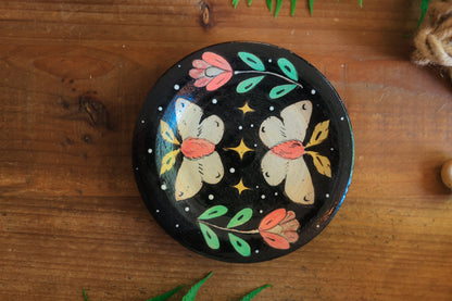 Painted Midnight Garden Moths Trinket Dish