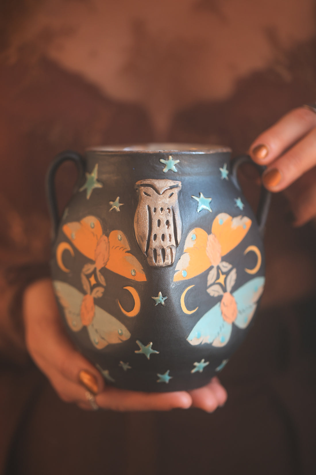 Forest Guardians Handled Vase in Midnight