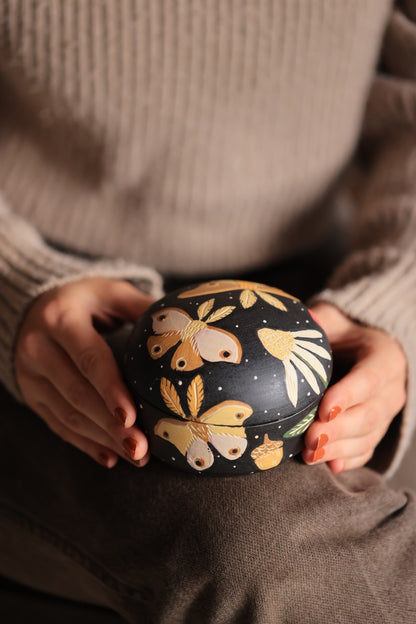 Autumn Moths at Midnight Porcelain Jewelry Box