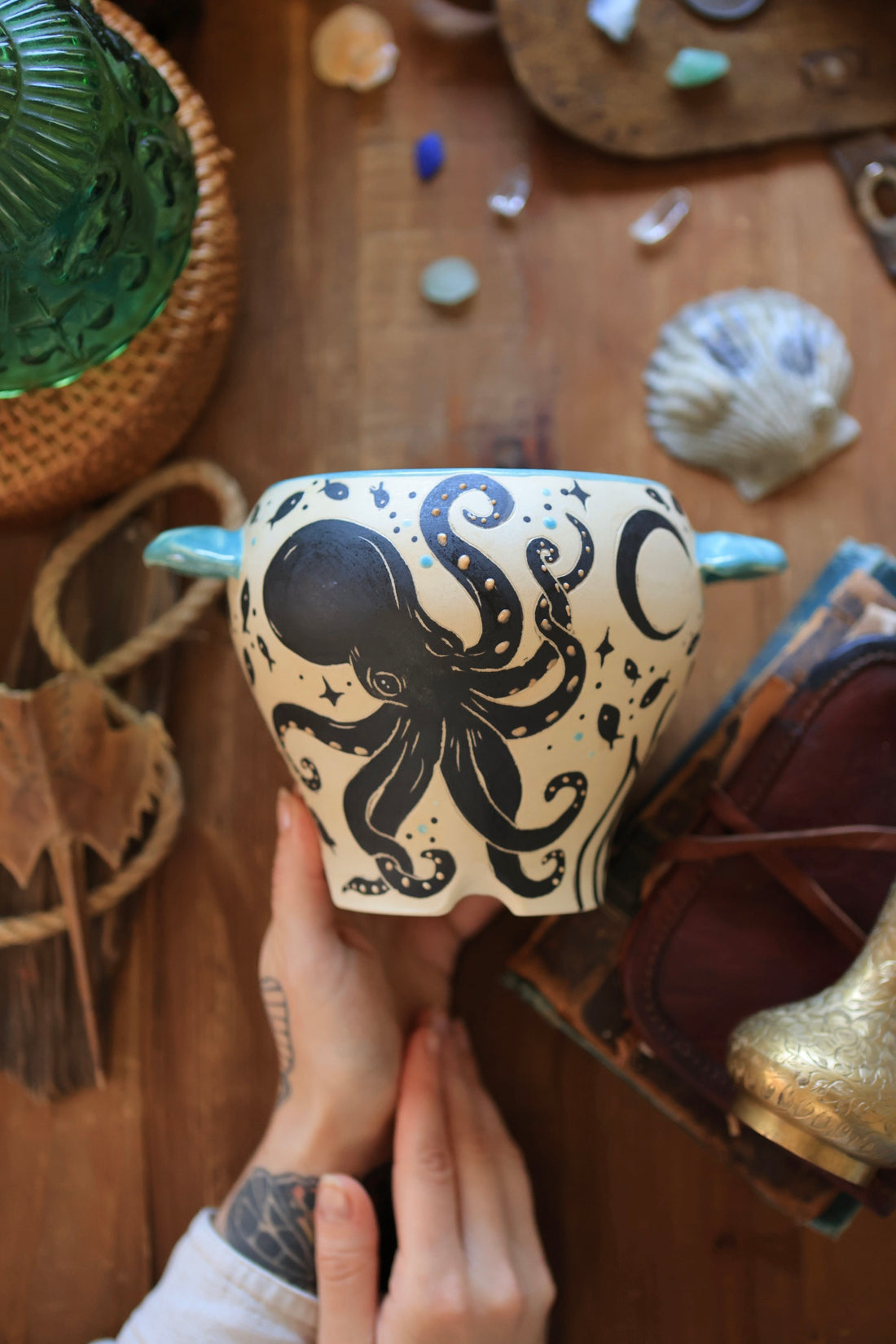 Underwater Octopus Adventure Planter in Porcelain