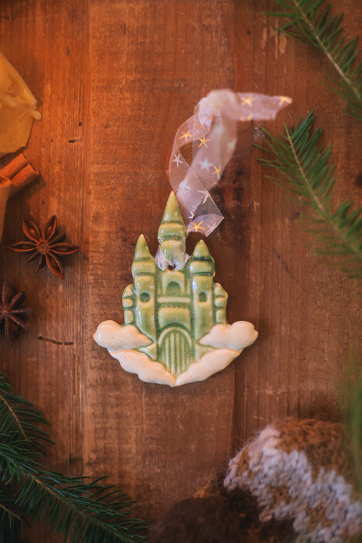 The Cloud Castle Holiday Ornament in Rosemary Porcelain