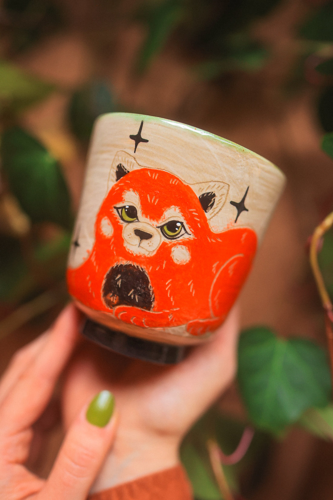 Painted Red Panda Tumbler 14 oz