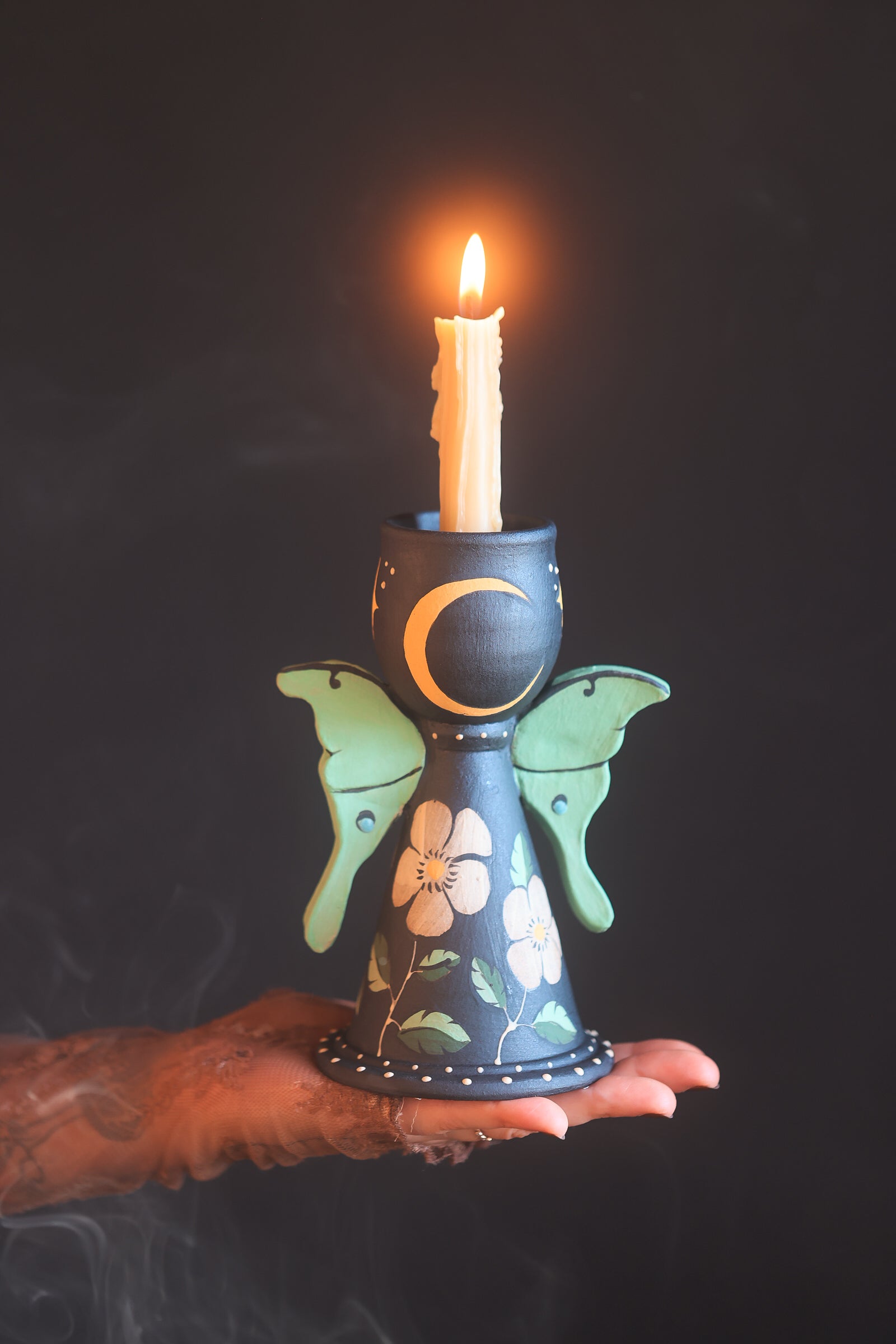 Nocturnalia Luna Moths Candle Holder in Midnight