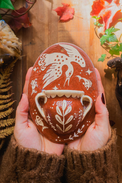 Autumn Lake Loon Wall Pocket in Terracotta