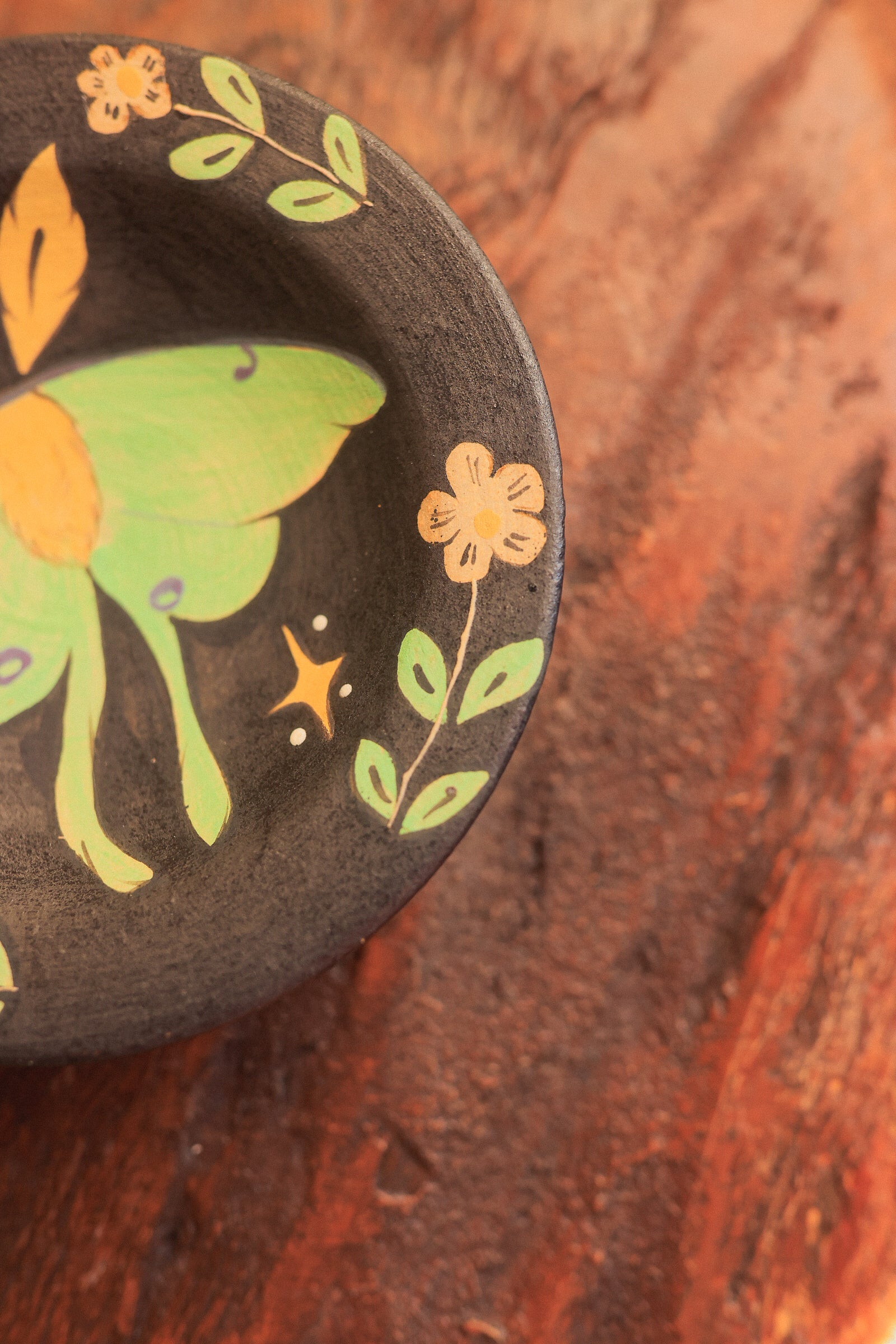 Painted Midnight Luna Moth Trinket Dish