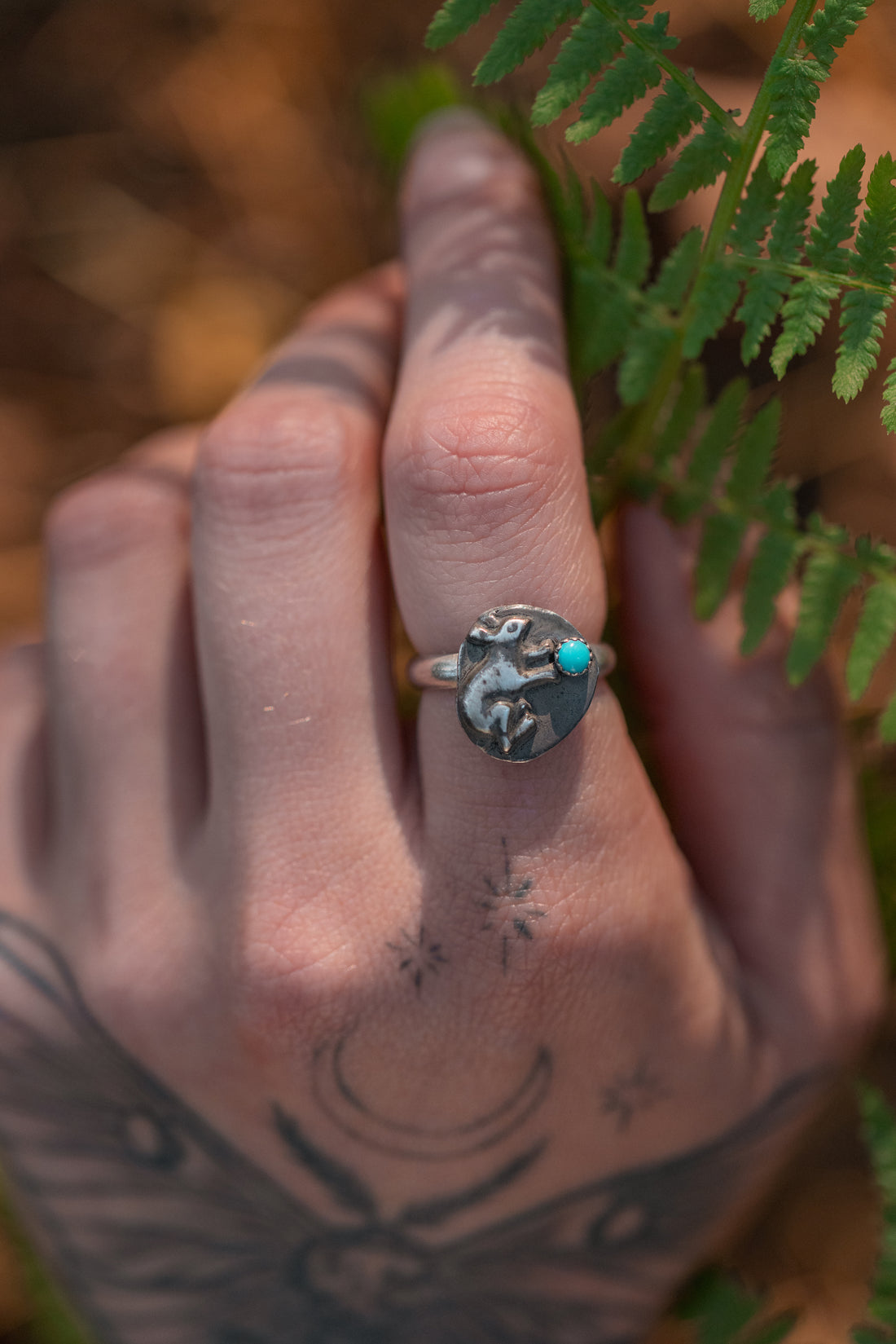 Little Jewel Thief Ring ~ Antiqued Silver with Sleeping Beauty Turquoise size 6