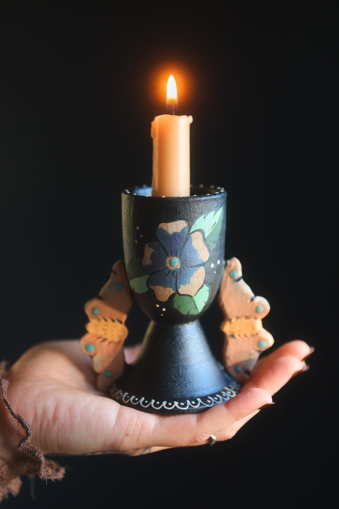 Midnight Autumn Moths Candle Sconce
