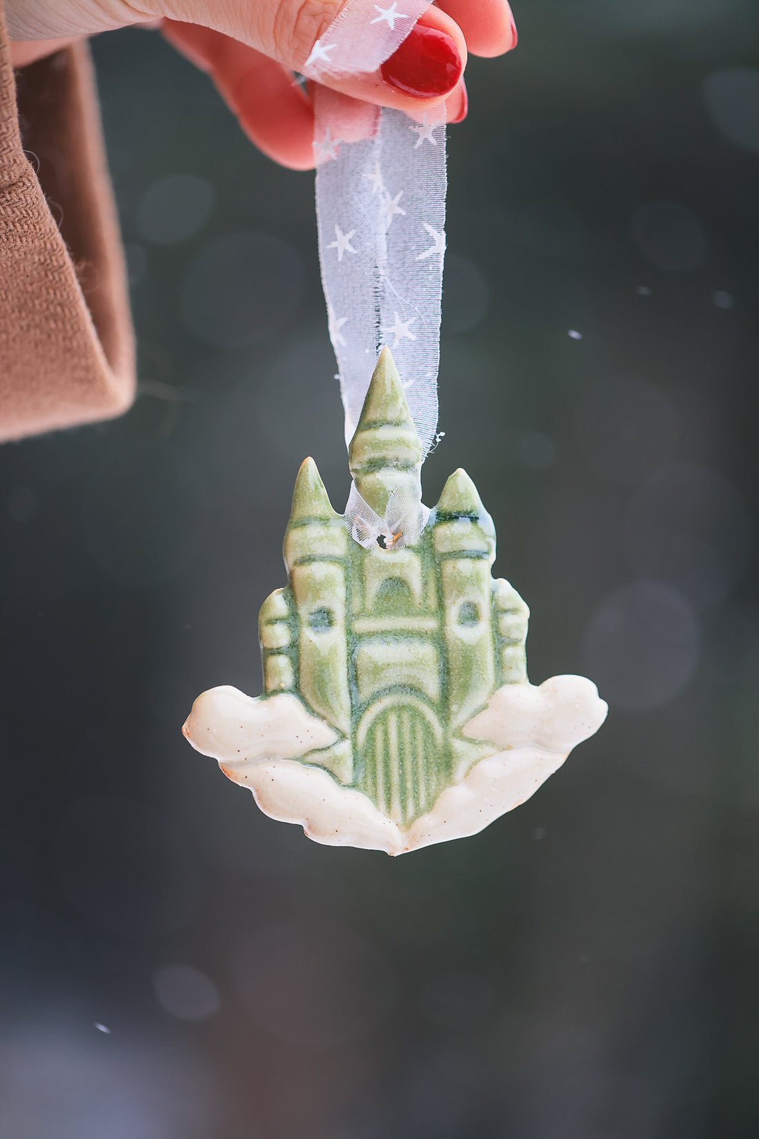 The Cloud Castle Holiday Ornament in Rosemary Porcelain